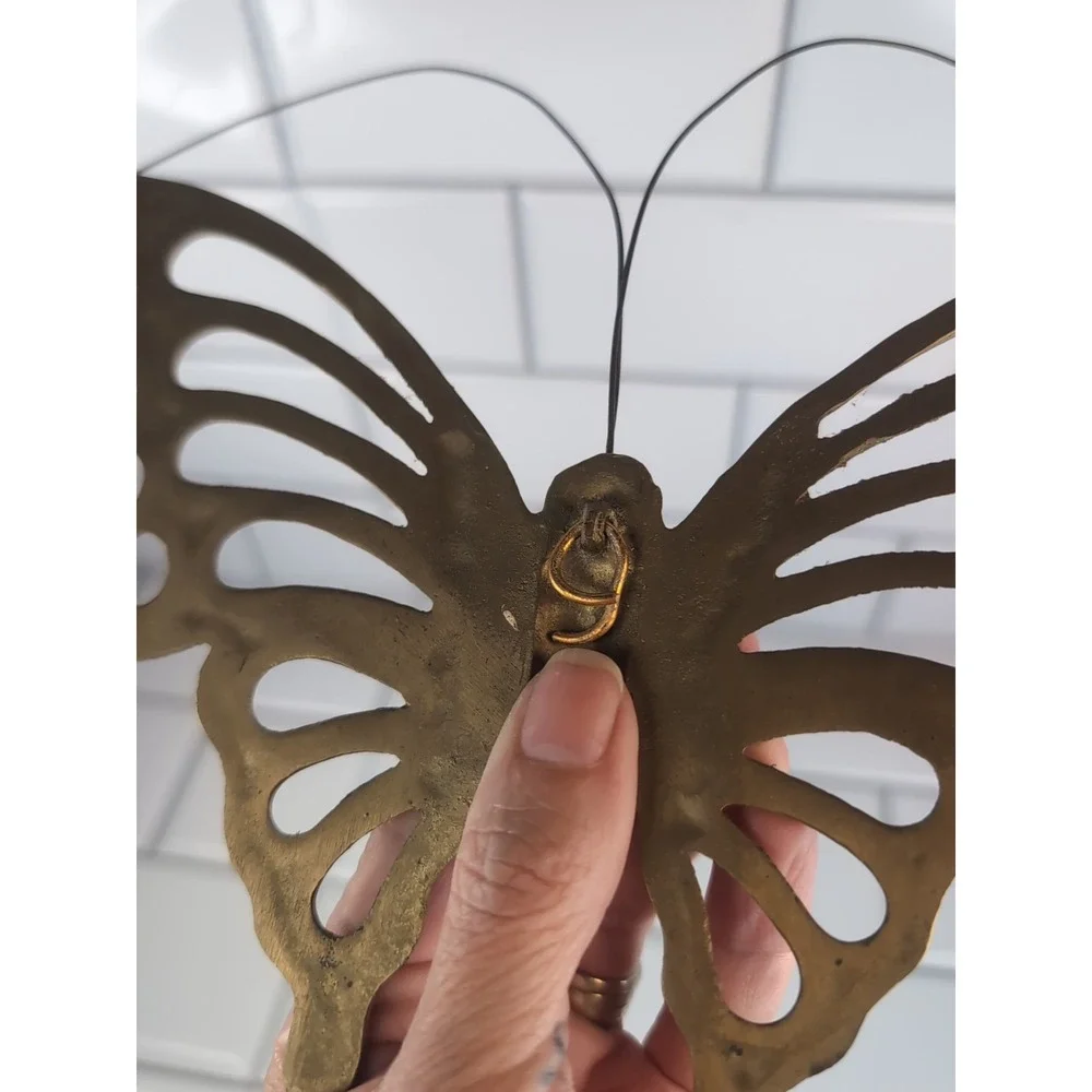 Vintage Brass Butterfly MCM Wall Hanging Mid Century Modern 12.5